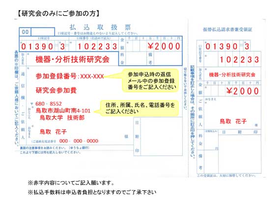 払込取扱票記入例(研究会)